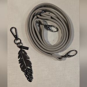 Jessica Simpson Feather Bag Charm And Gray Long Strap